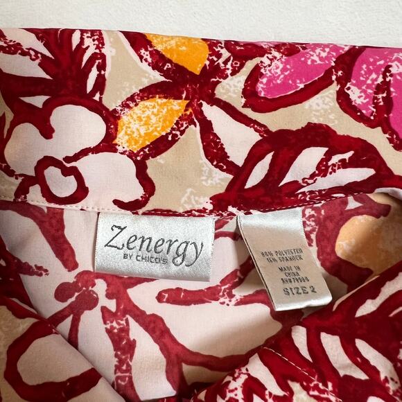 Zenergy by Chico's Floral Print Full Zip Jacket Size Large/12 Maximalist - Picture 4 of 10